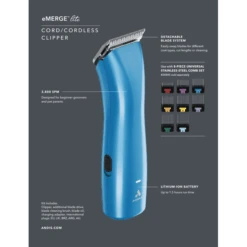 Andis EMERGE Lite Clipper - Blue 13 Andis EMERGE Lite Clipper - Blue -Groomers Professional andis emerge lite clipper blue p18178 18261 medium