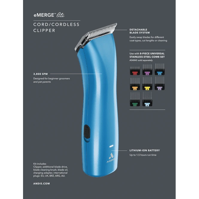 Andis EMERGE Lite Clipper - Blue 7 Andis EMERGE Lite Clipper - Blue - Image 7