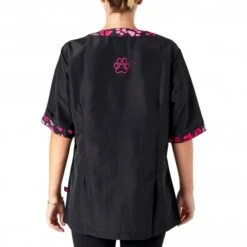 Amelia Boat Neck Jacket Black/Pink Paw -Groomers Professional groomers amelia boat neck jacket blackpink paw p18048 16845 medium