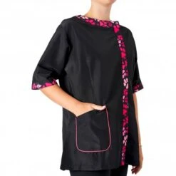 Amelia Boat Neck Jacket Black/Pink Paw -Groomers Professional groomers amelia boat neck jacket blackpink paw p18048 16846 medium