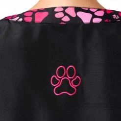 Amelia Boat Neck Jacket Black/Pink Paw -Groomers Professional groomers amelia boat neck jacket blackpink paw p18048 16848 medium