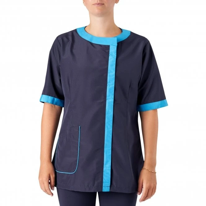 Amelia Boat Neck Jacket Navy/Turquoise 2 Amelia Boat Neck Jacket Navy/Turquoise - Image 2