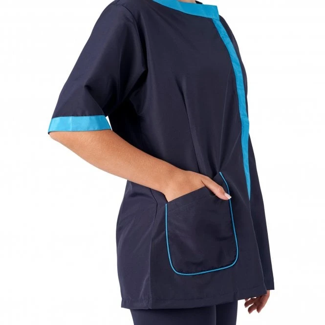 Amelia Boat Neck Jacket Navy/Turquoise 4 Amelia Boat Neck Jacket Navy/Turquoise - Image 4