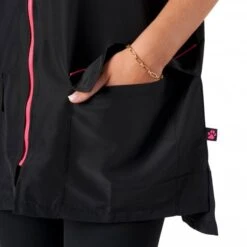 Buddy Short Sleeve Jacket Black/Pink -Groomers Professional groomers buddy short sleeve jacket blackpink p18054 16999 medium