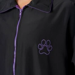 Buddy Short Sleeve Jacket Black/Purple -Groomers Professional groomers buddy short sleeve jacket blackpurple p18055 16993 medium