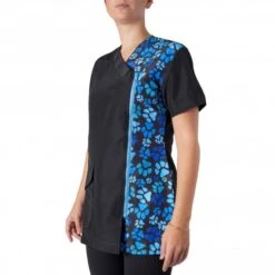 Kanji V-Neck Tunic Blue Paw Print