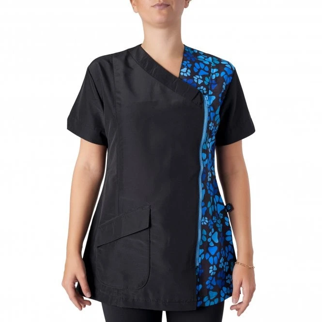 Kanji V-Neck Tunic Blue Paw Print 2 Kanji V-Neck Tunic Blue Paw Print - Image 2