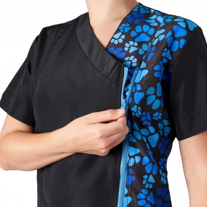 Kanji V-Neck Tunic Blue Paw Print 4 Kanji V-Neck Tunic Blue Paw Print - Image 4