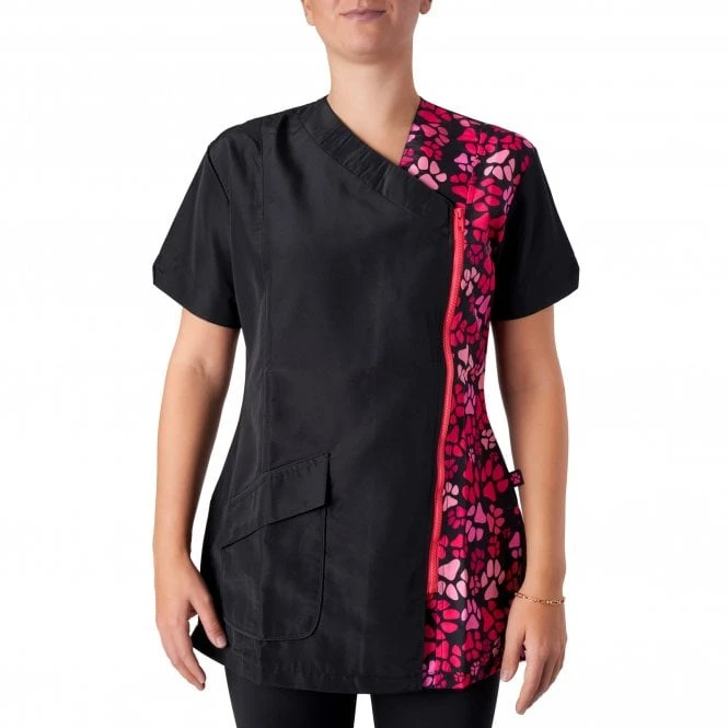 Kanji V-Neck Tunic Pink Paw Print 2 Kanji V-Neck Tunic Pink Paw Print - Image 2