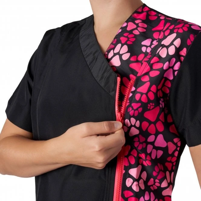 Kanji V-Neck Tunic Pink Paw Print 4 Kanji V-Neck Tunic Pink Paw Print - Image 4