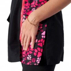 Kanji V-Neck Tunic Pink Paw Print 12 Kanji V-Neck Tunic Pink Paw Print -Groomers Professional groomers kanji v neck tunic pink paw print p18094 17413 medium