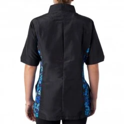 Mandarin Collar Tunic Black/Blue Paw -Groomers Professional groomers mandarin collar tunic blackblue paw p18096 17395 medium