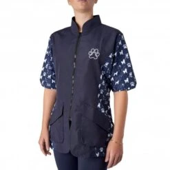 Mandarin Collar Tunic Navy/Poodle Print