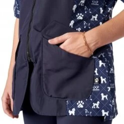 Mandarin Collar Tunic Navy/Poodle Print -Groomers Professional groomers mandarin collar tunic navypoodle print p17877 17450 medium