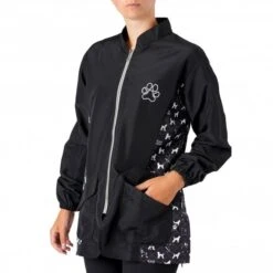 Penny Poodle Long Sleeve Mandarin Collar Tunic Black/Bling