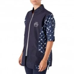 Penny Poodle Mandarin Collar Tunic Navy/Bling