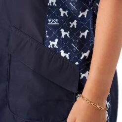 Penny Poodle Mandarin Collar Tunic Navy/Bling -Groomers Professional groomers penny poodle mandarin collar tunic navybling p18053 16918 medium