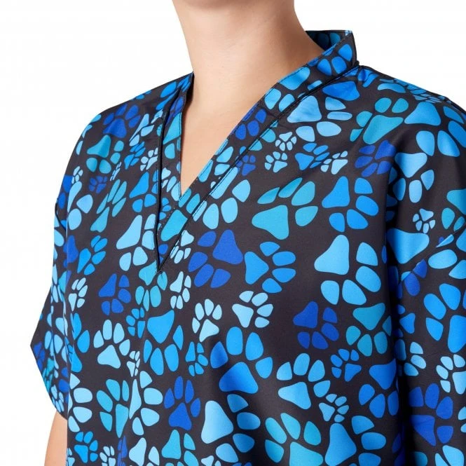 V-Neck Tunic Blue Paw Print 4 V-Neck Tunic Blue Paw Print - Image 4